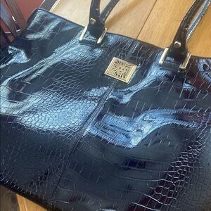 Anne Klein large black, patent leather tote bag